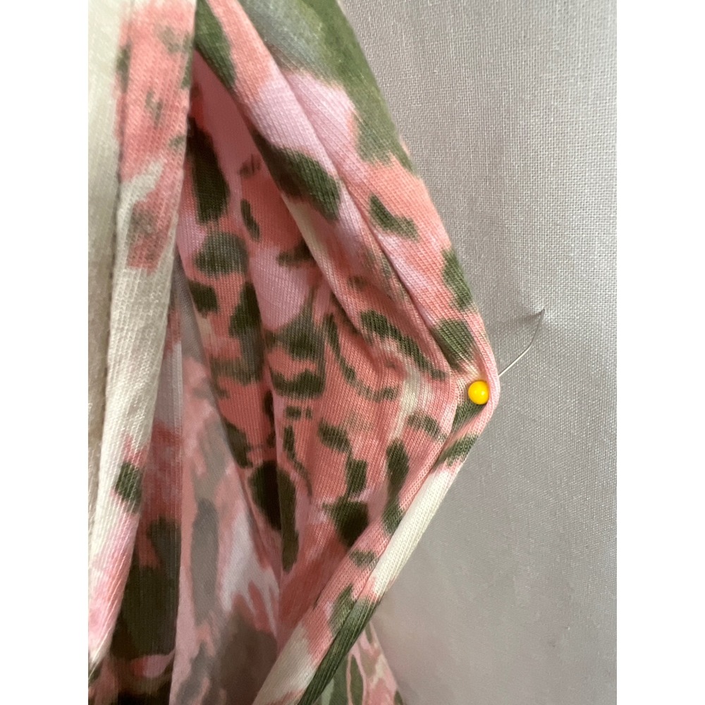 Belle Kim Gravel Maxi Dress Women Large Pink Olive Animal Print V-Neck Slit Tank - Picture 3 of 9